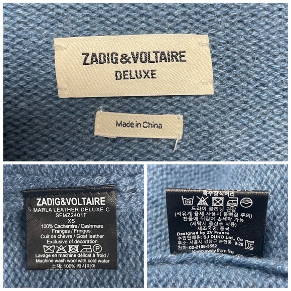 Zadig & Voltaire Marla Cashmere/ Leather Fringe Cardigan Boho Rock - Picture 15 of 15